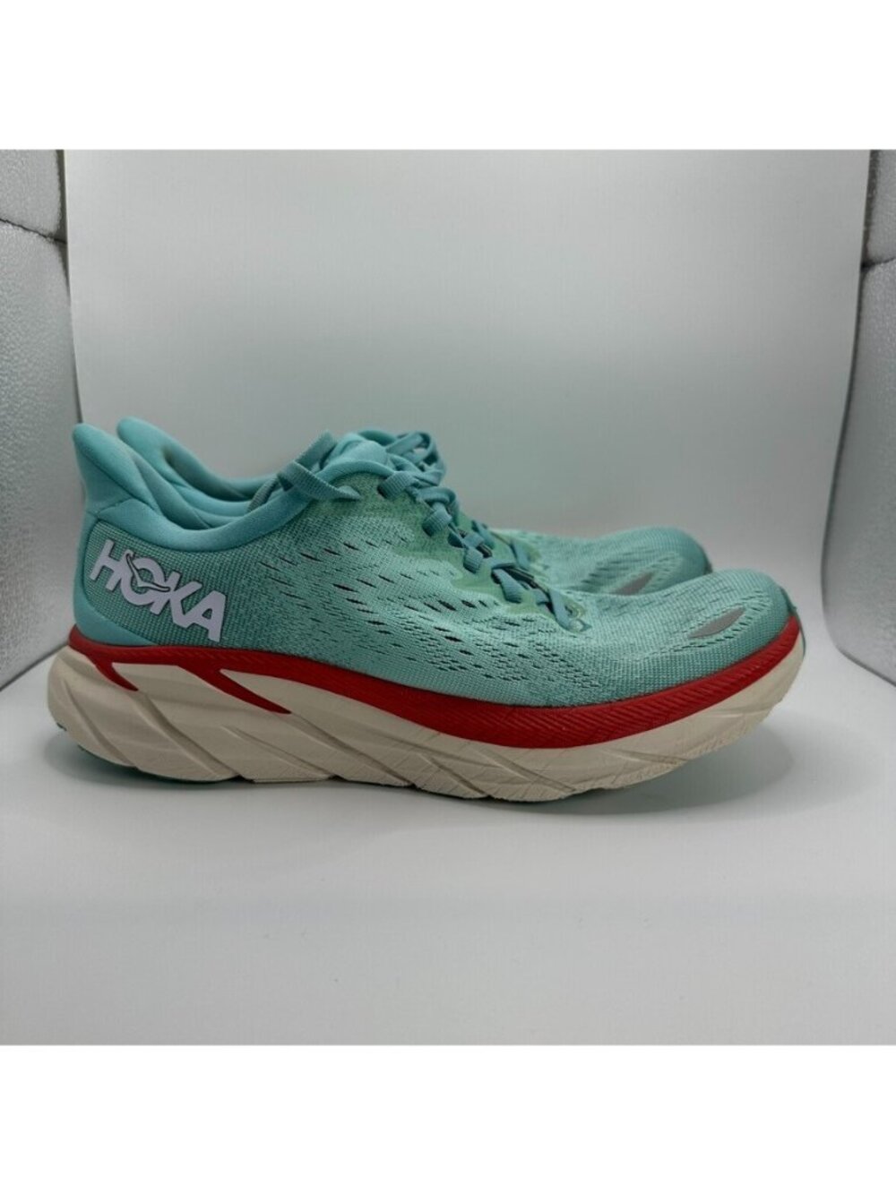 Hoka One One W Clifton 8 Shoes Womens Size 7.5 B Blue Coral Running Cushioned